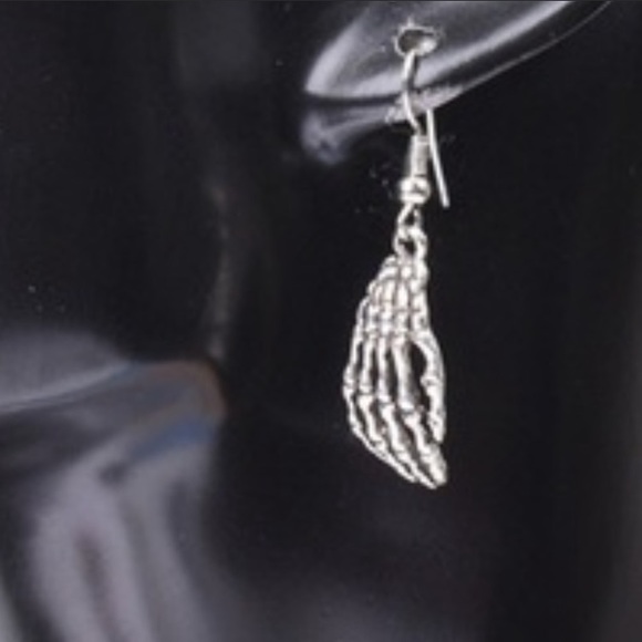 Boney Silver Skeleton Earrings - Picture 3 of 4